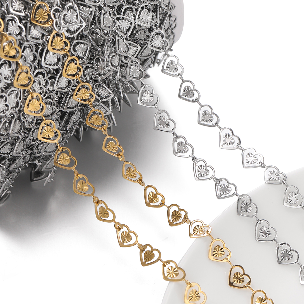 Men Accessories Chain - 1meter Stainless Steel Double Peach Heart