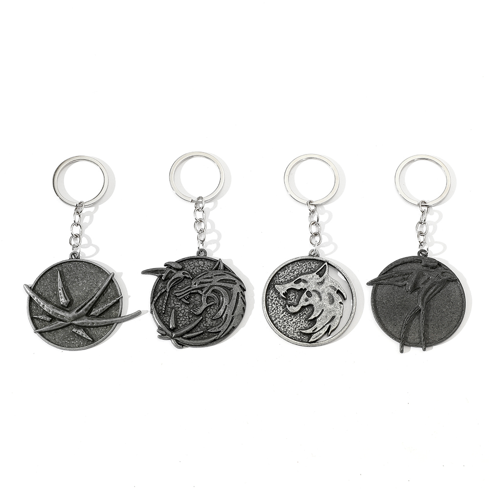Men Accessories Pendant - Vintage Wolf Head Keychain Game Geralt
