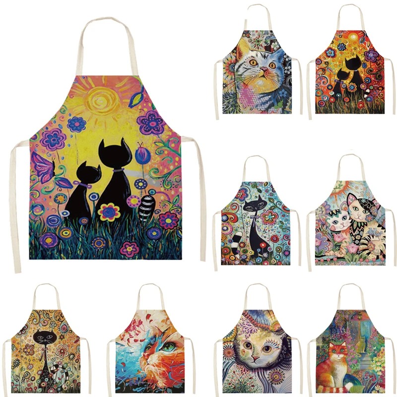Men Accessories Shop - Retro Funny Cat Cartoon Cooking Apron