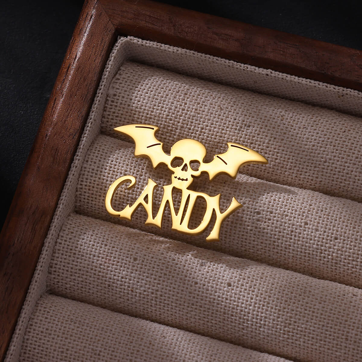 Men Accessories Name - Customized Name Skeleton Bat Brooch For