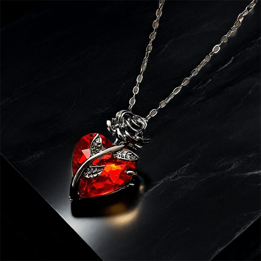 Men Accessories Chain - 1pc Charming Rose Heart Pendant Necklace