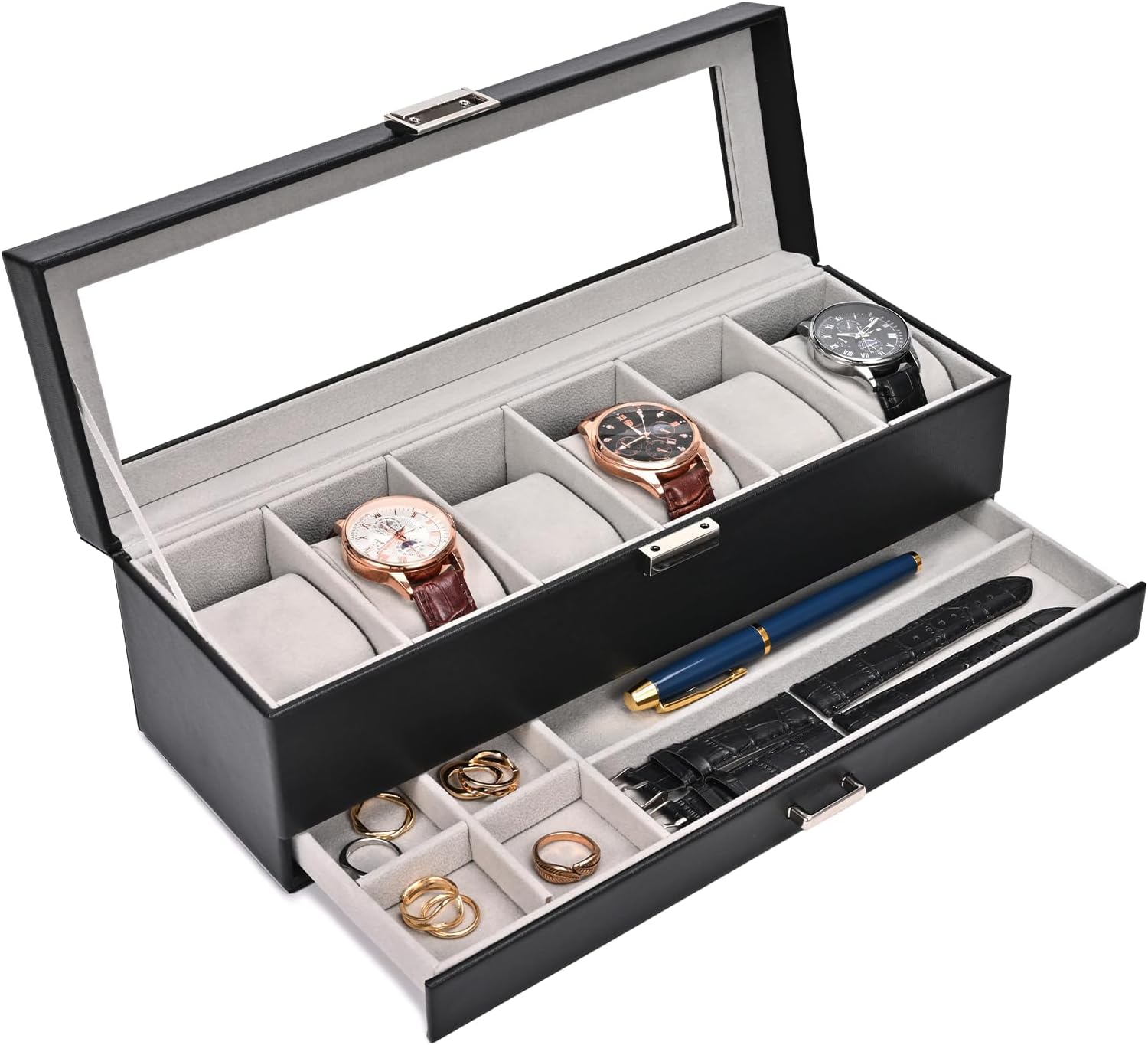 Men Accessories Drawer - Watch Box 6 Slot with Drawer