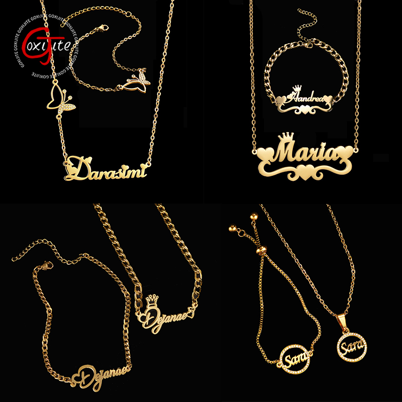Men Accessories Name - Goxijite Customize Name Necklace A Set