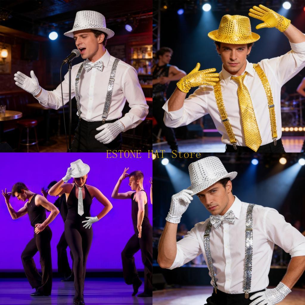 Men'S Accessories In The 80S - 49MF 3/4/5/6Pcs Sequins Dance Star Costume