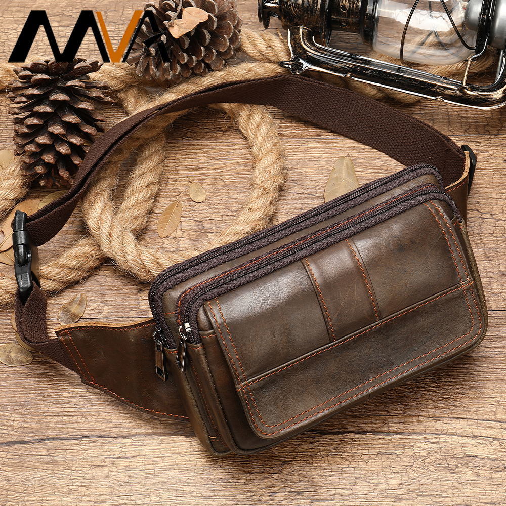 Men Accessories Pack - MVA Men's Waist Bag Leather Male