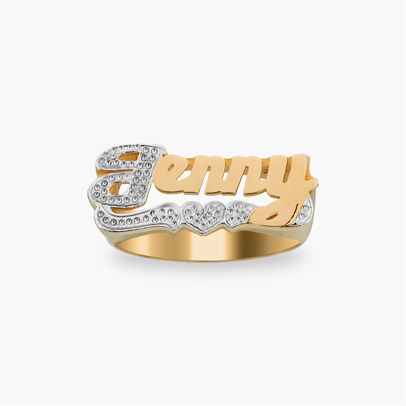 Men Accessories Name - 18K Gold Ring With Heart Personalized
