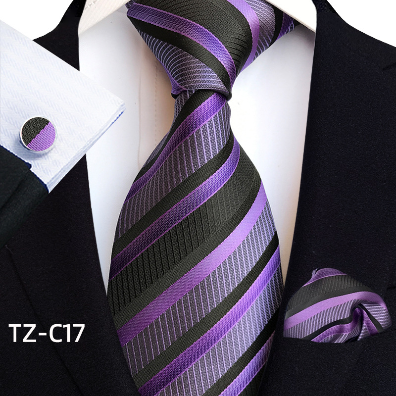Men'S Accessories Essentials - Men's Red Jacquard Fabric Tie+square Scarf+cufflinks+tie