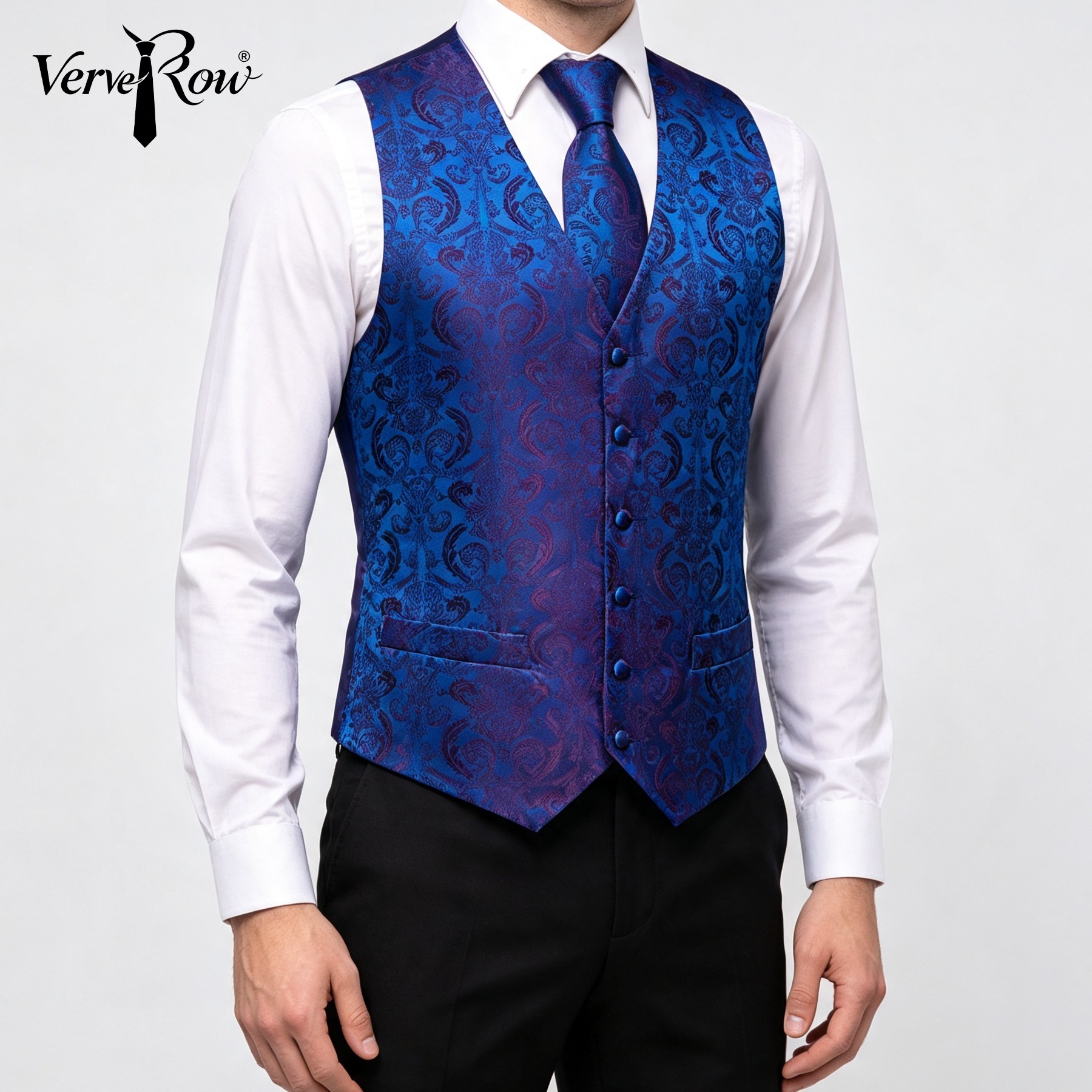 Men'S Accessories Office - Vest Tie Pocket Square 3Pcs Blue