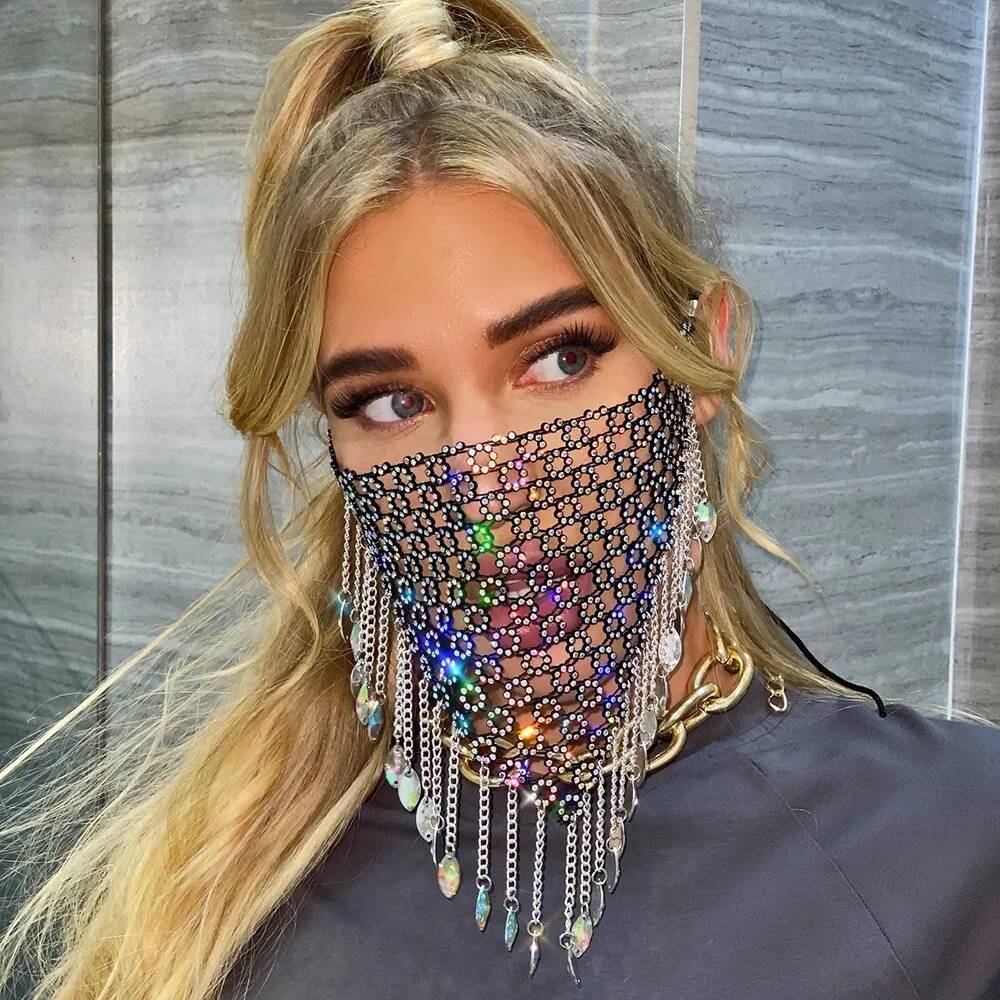 Men Accessories Chain - Women New Tassel Veil Masks Headwear