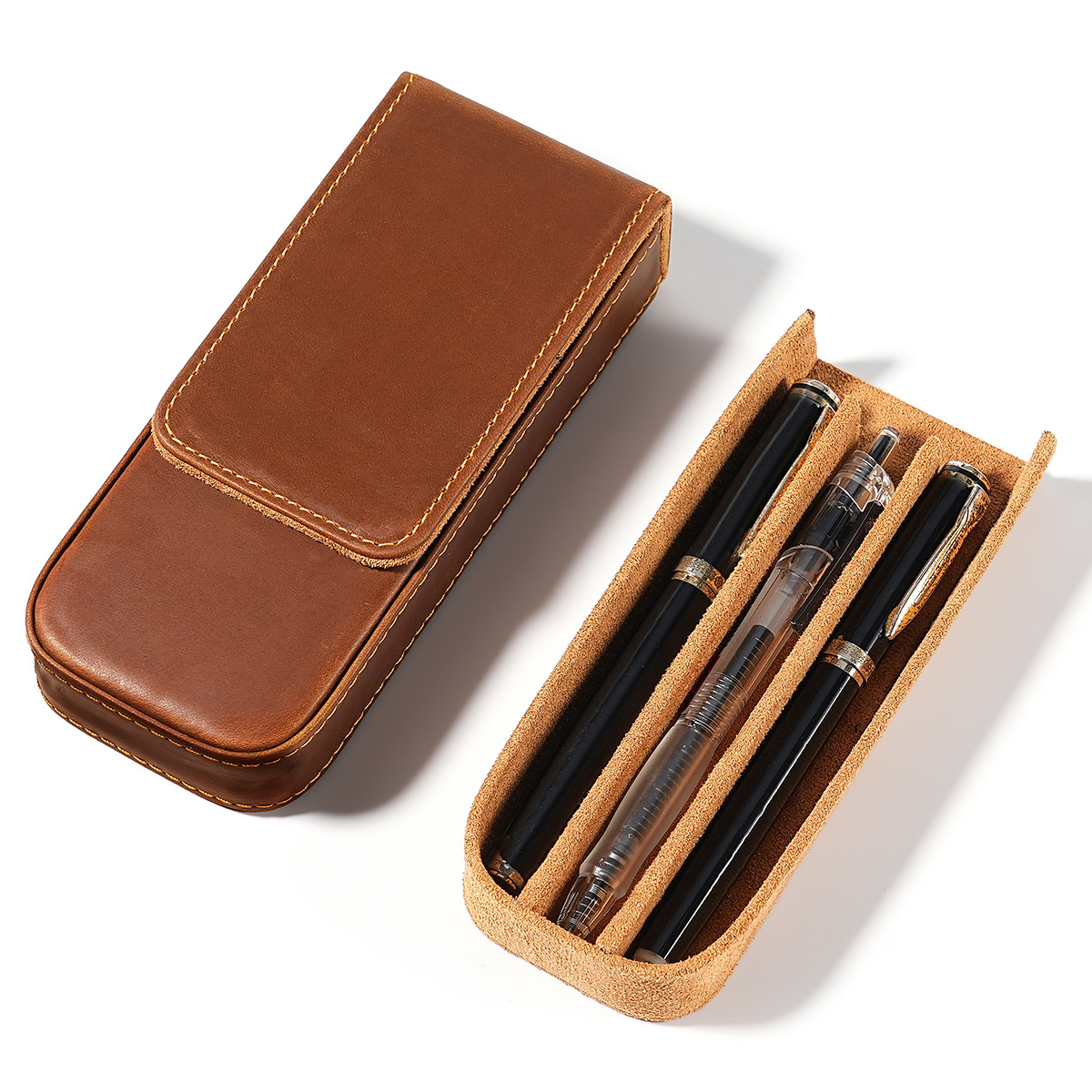 3 Slot Geniue Cowhide Pen Penc - Men Accessories Drawer review and price