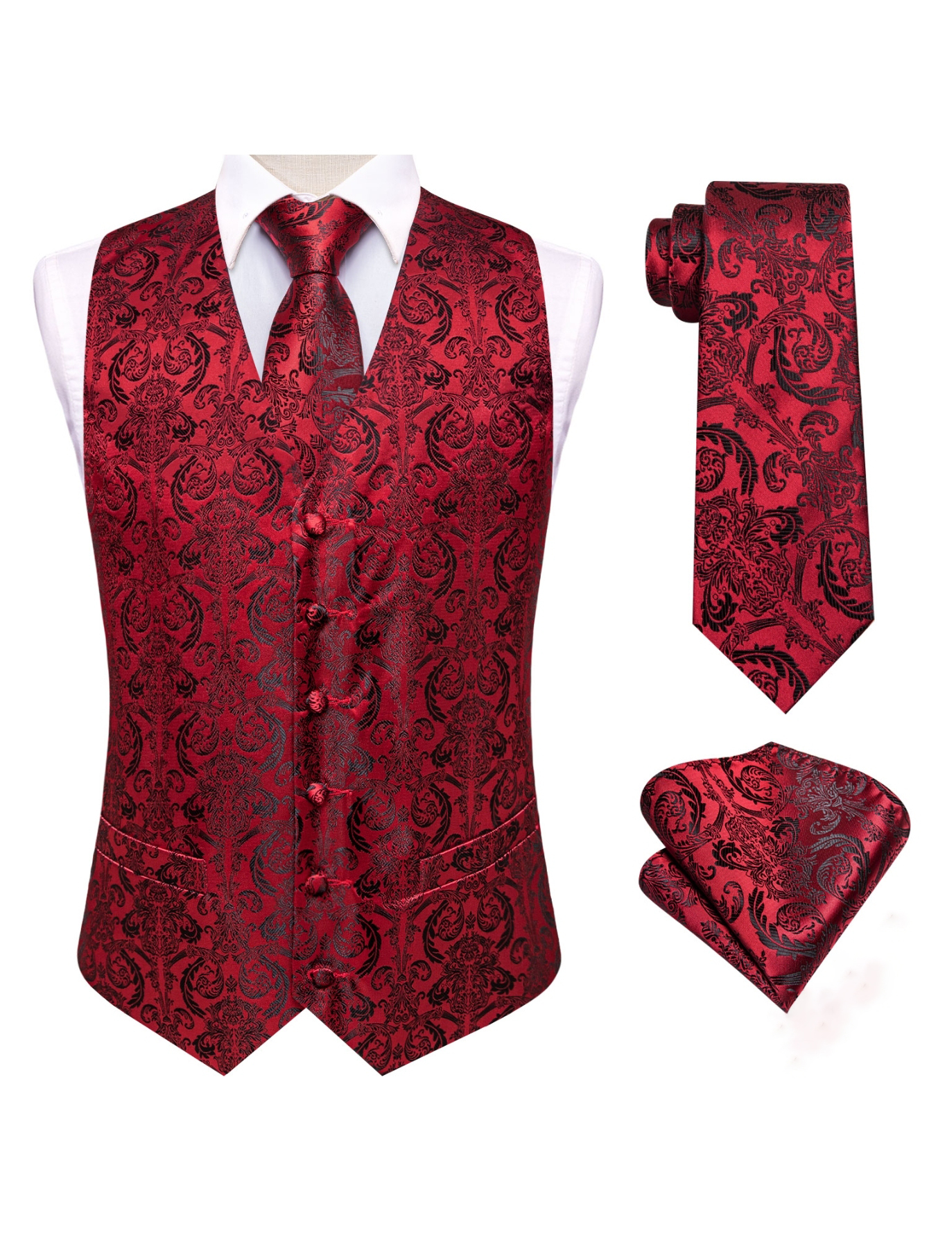 Vest Tie Pocket Square Red Jac - Men'S Accessories Office review and price