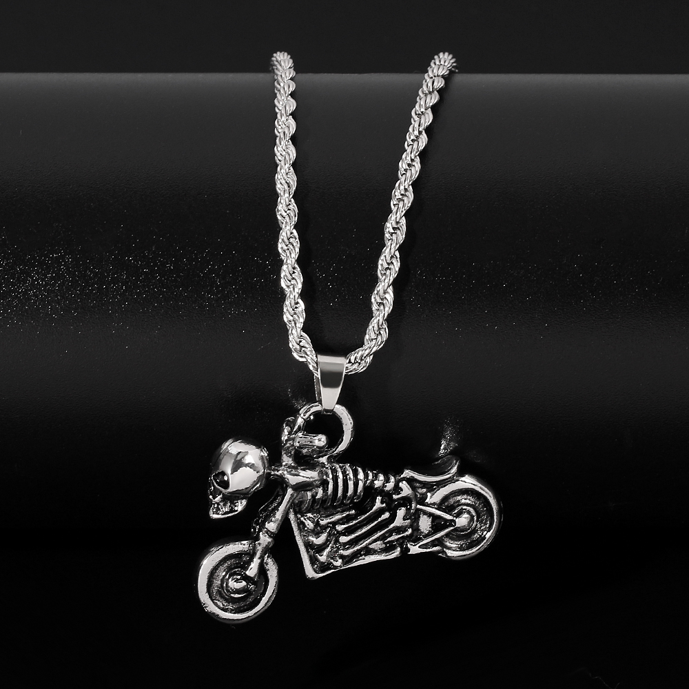 Retro Hip Hop Skeleton Motorcy - Men Accessories Pendant review and price
