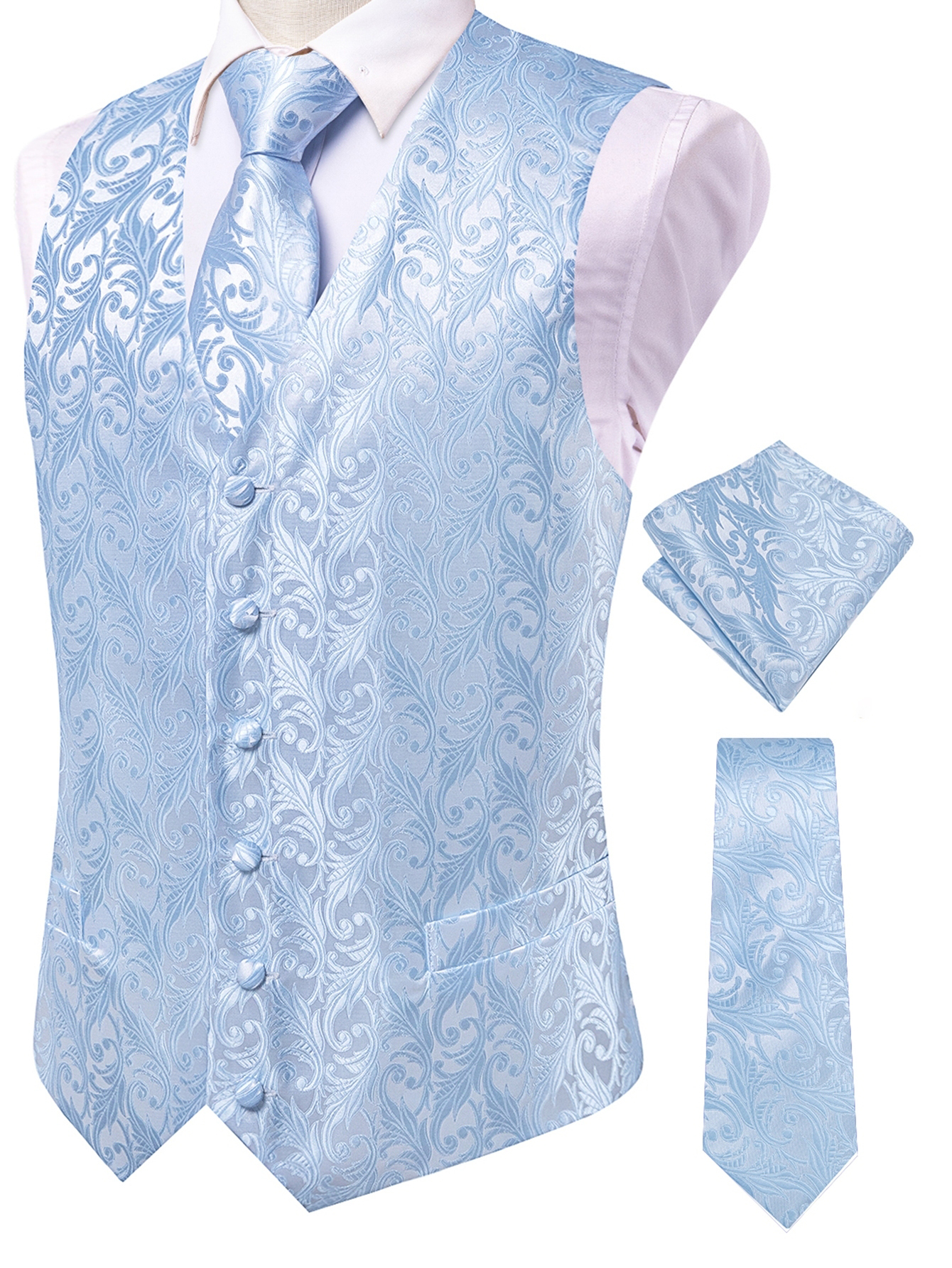 Light Blue Jacquard Vest Tie P - Men'S Accessories Office review and price