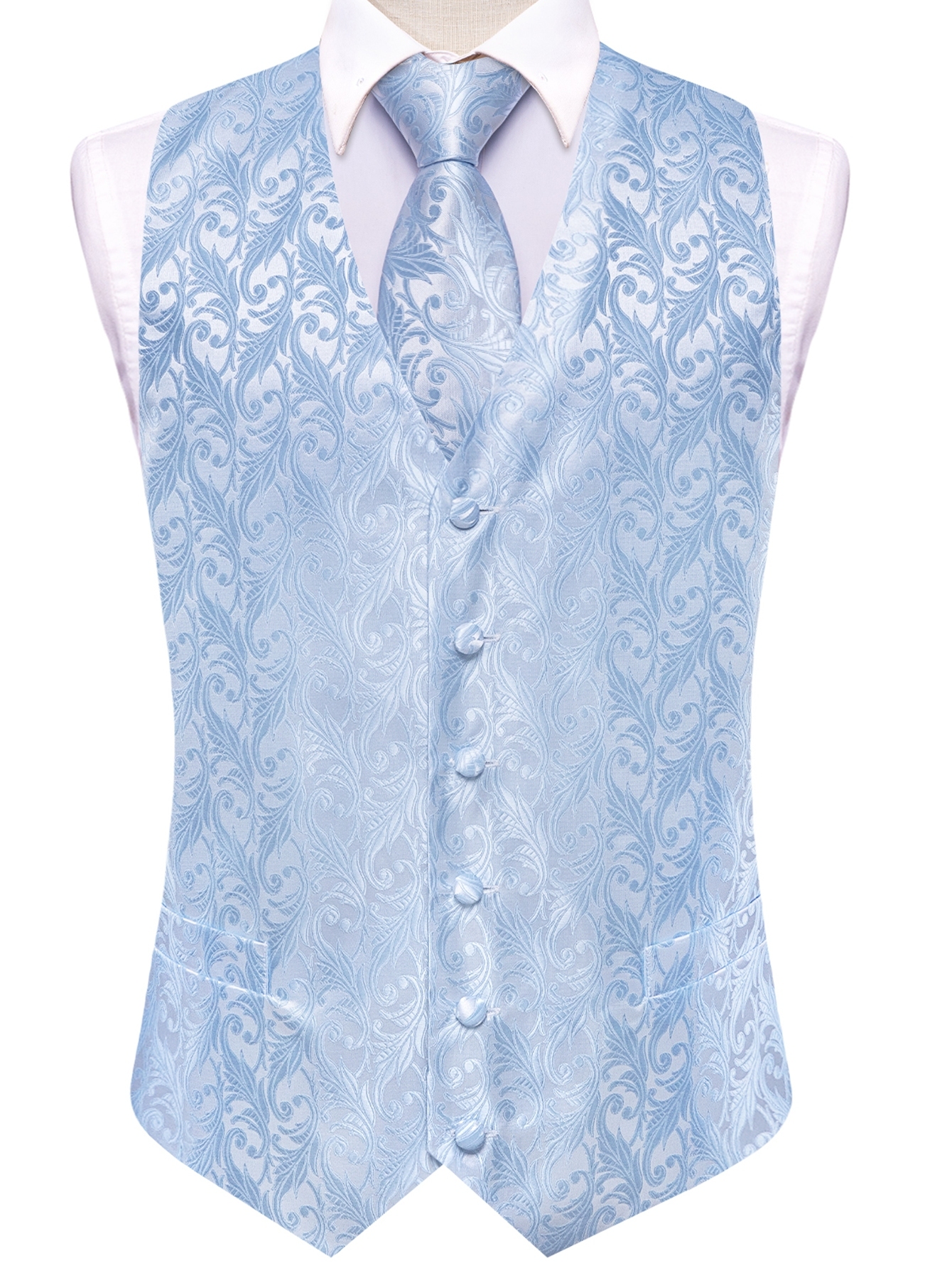 Light Blue Jacquard Vest Tie P - Men'S Accessories Office review and price