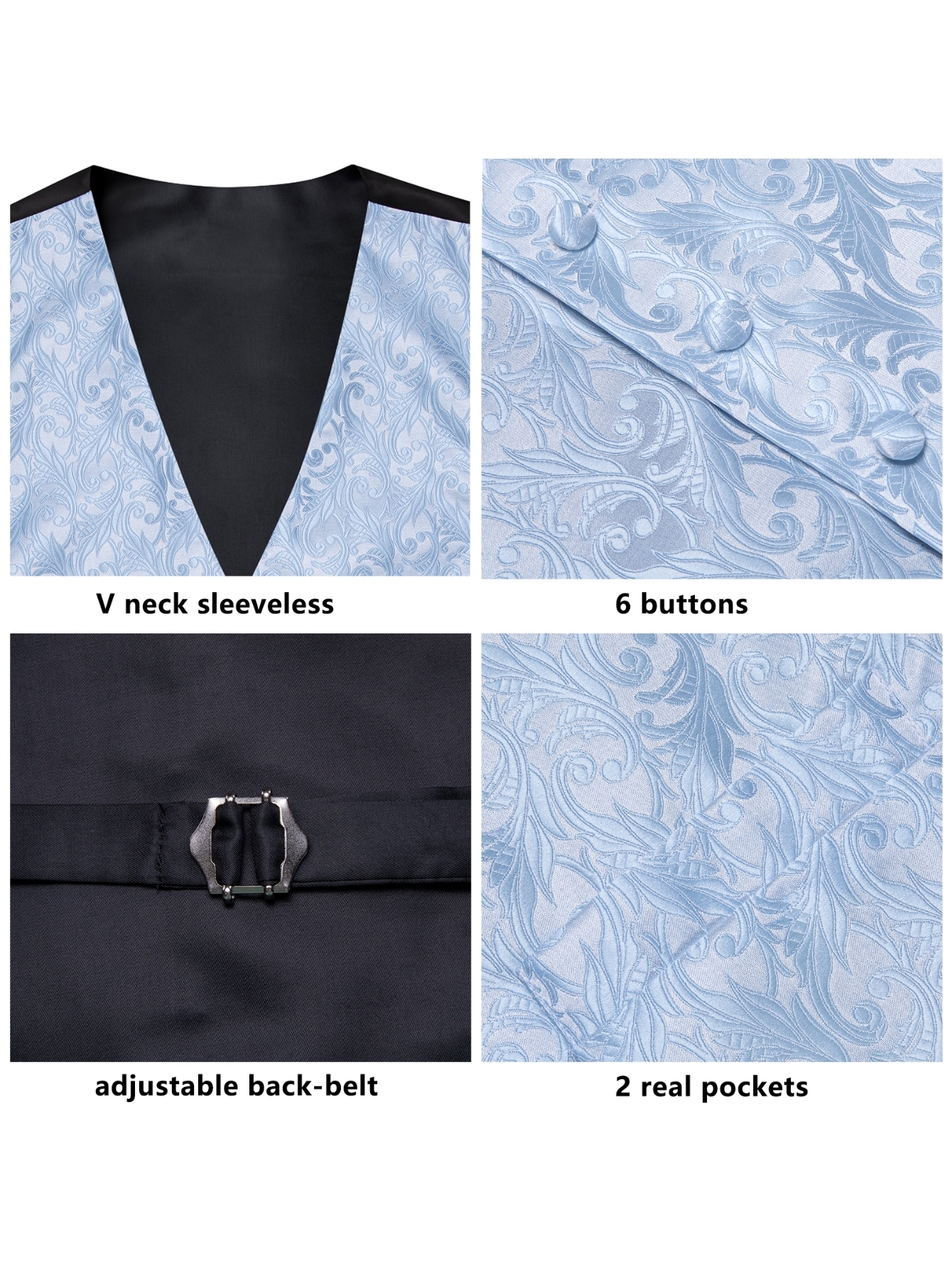 Light Blue Jacquard Vest Tie P - Men'S Accessories Office review and price