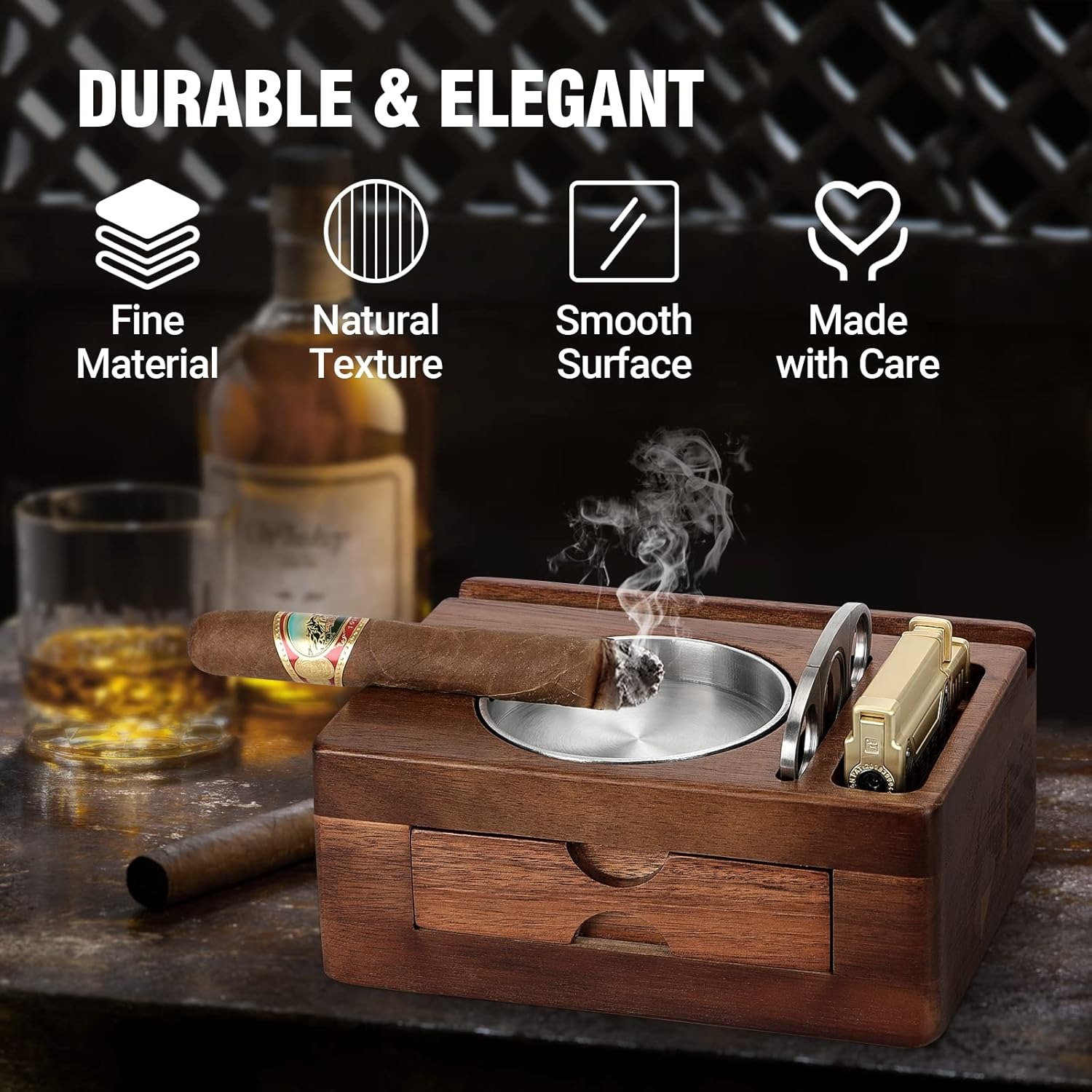 Wooden Ashtrays with Phone Tab - Men Accessories Drawer review and price