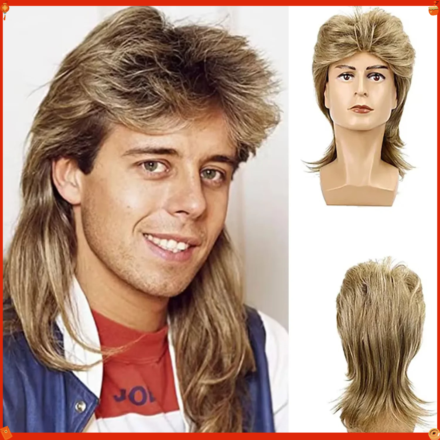 Synthetic Mullet Wig for Men R - Men'S Accessories In The 80S review and price