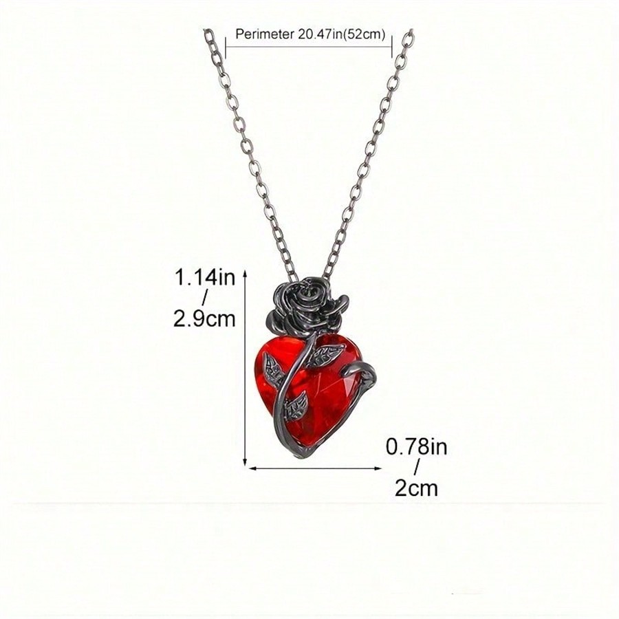1pc Charming Rose Heart Pendan - Men Accessories Chain review and price