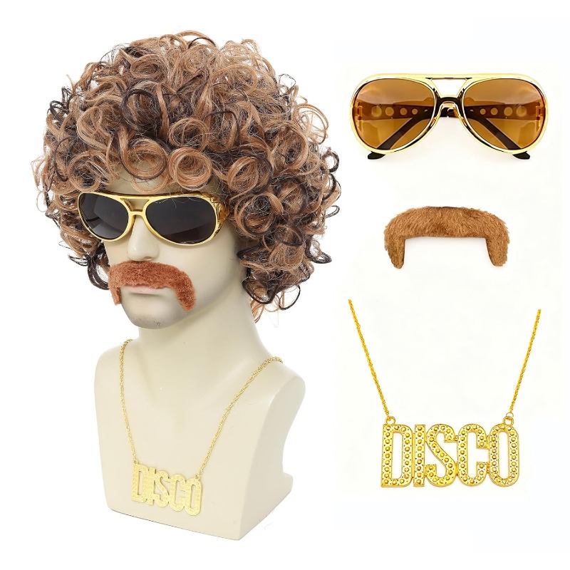 70s 80s Disco Costume Wig Set- - Men'S Accessories In The 80S review and price