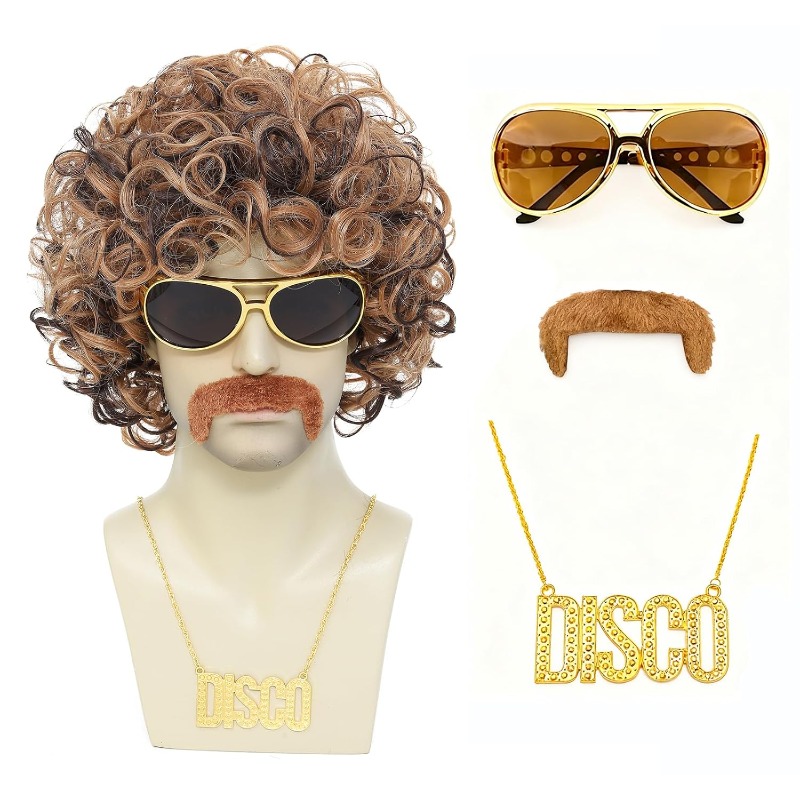 70s 80s Disco Costume Wig Set- - Men'S Accessories In The 80S review and price