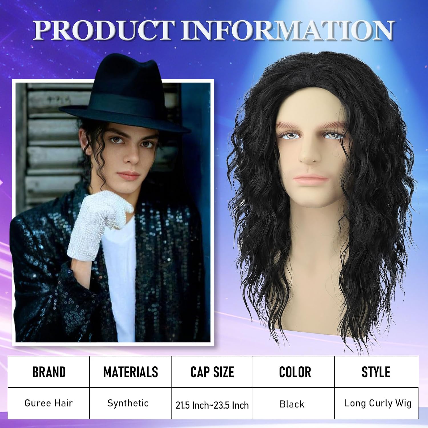 Mens Black Curly Wig for Costu - Men'S Accessories In The 80S review and price