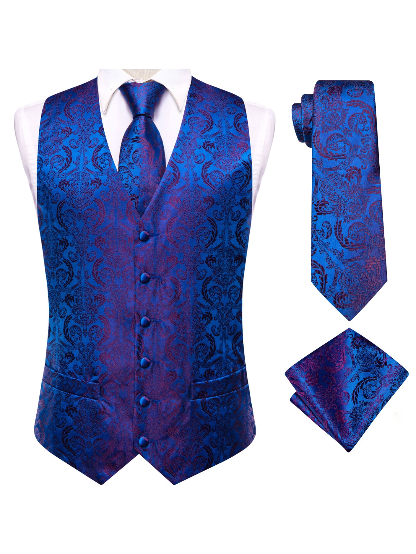 Vest Tie Pocket Square 3Pcs Bl - Men'S Accessories Office review and price
