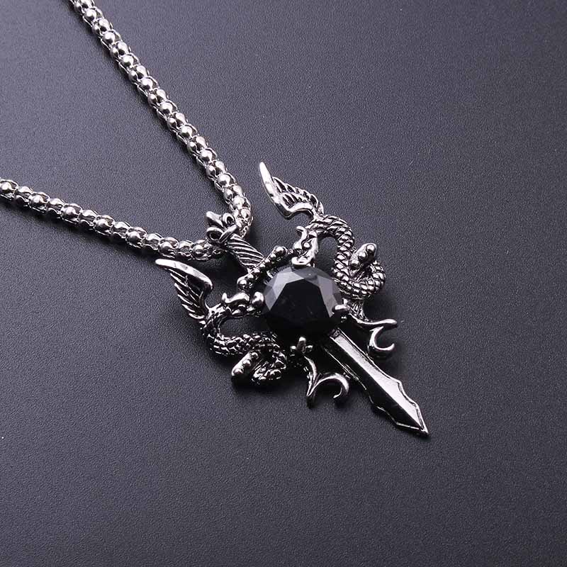 Double Dragon Black Gem Cross  - Men Accessories Pendant review and price