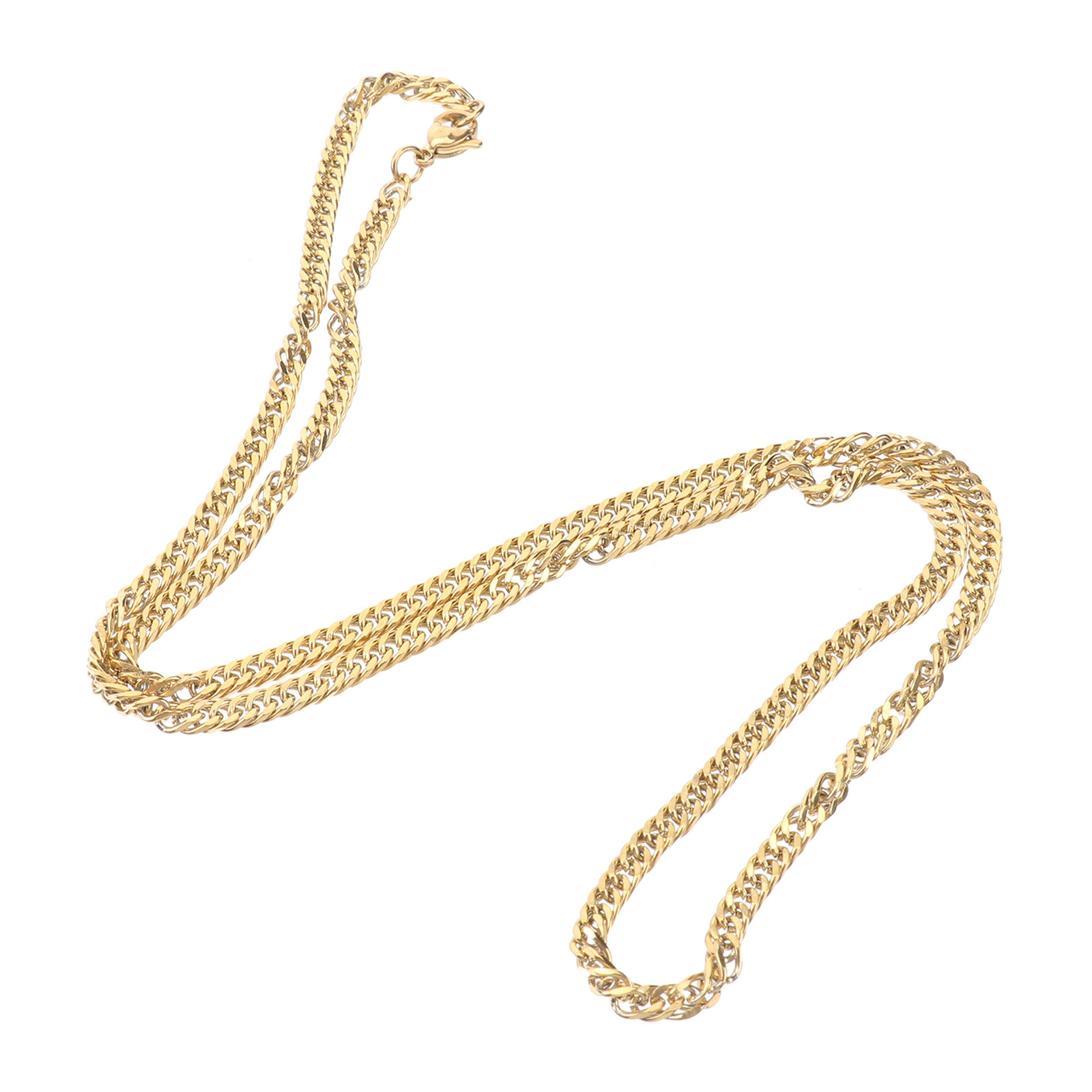 1Pcs Golden Double Buckle Chai - Men Accessories Neck Chain review and price