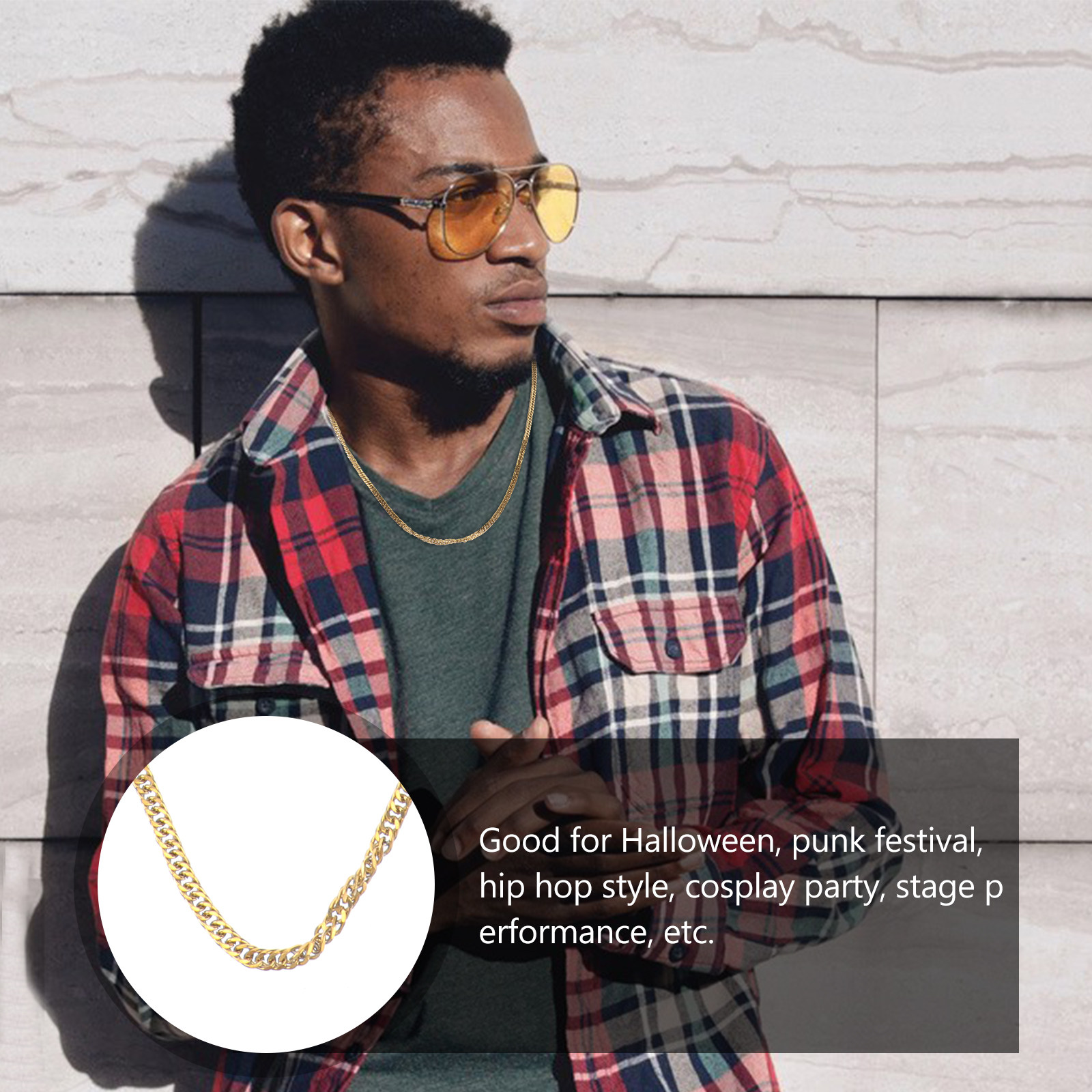 1Pcs Golden Double Buckle Chai - Men Accessories Neck Chain review and price